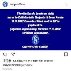 Sarıyer’de Olağanüstü Genel Kurul Kararı Alındı